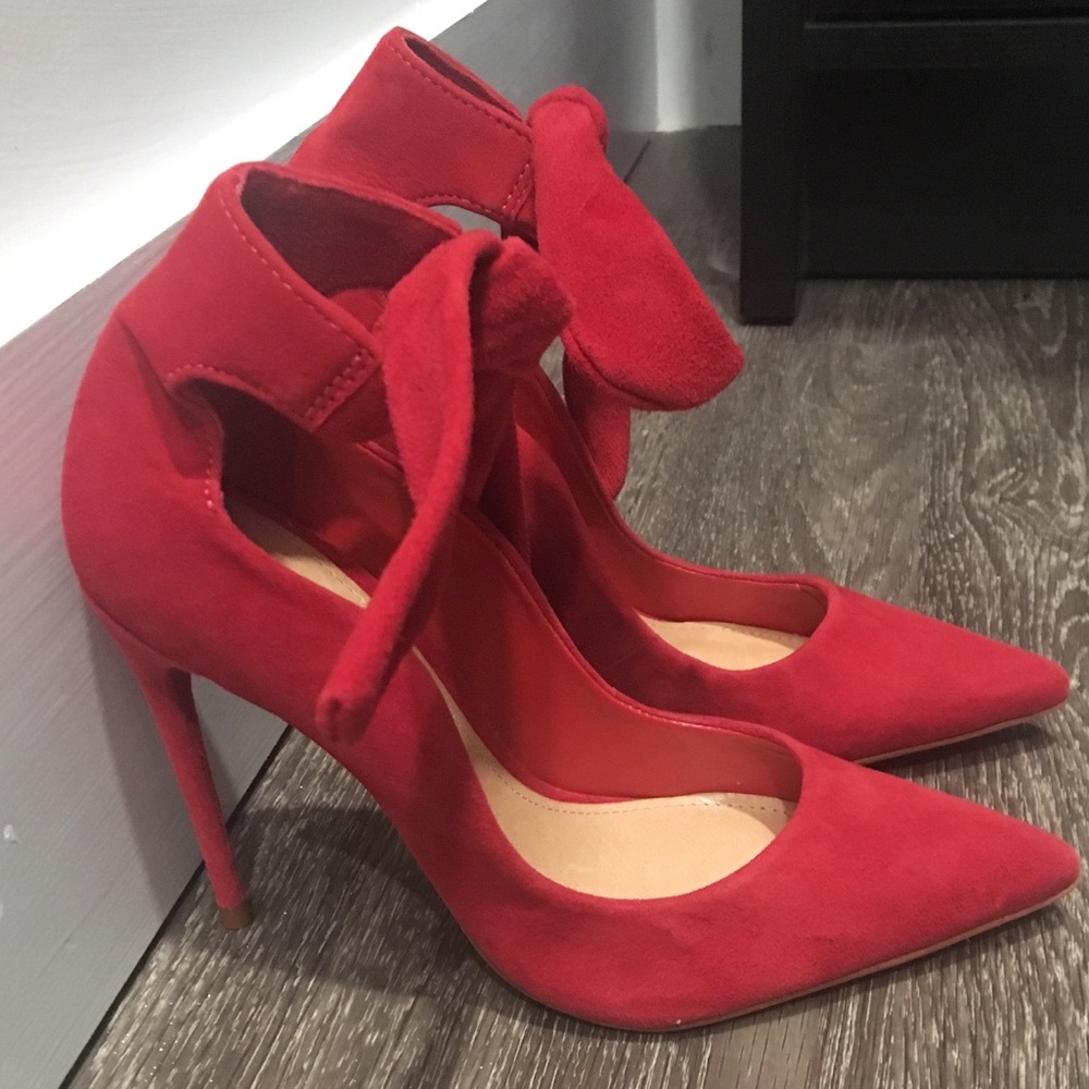 Schutz Red Delza ankle tie Suede Pumps